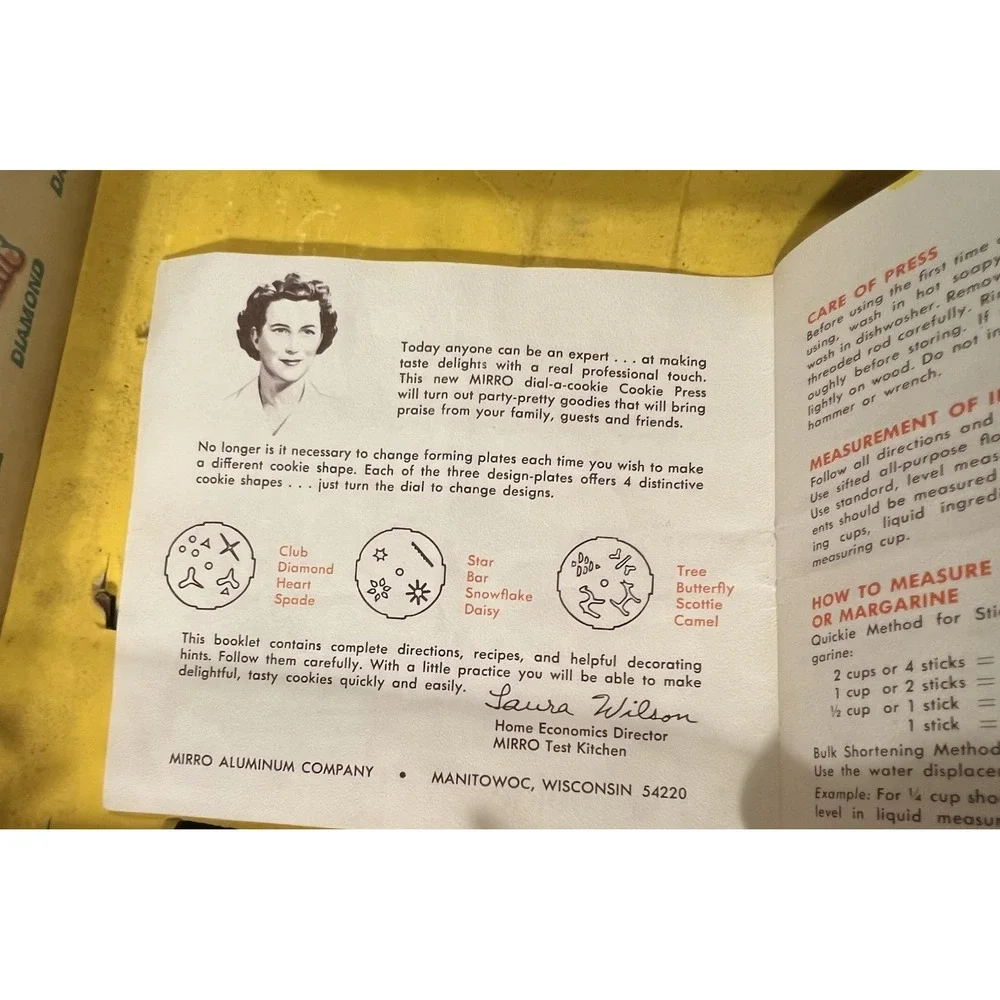 Vtg Mirro Dial A Cookie Press Kit 12 Fancy Cookie Selections M-0357-22 & Booklet
